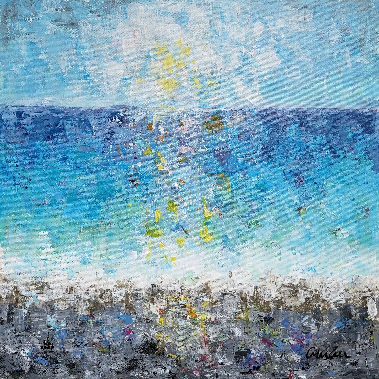 "Horizon géant" tableau 12 x 12 à l'acrylique