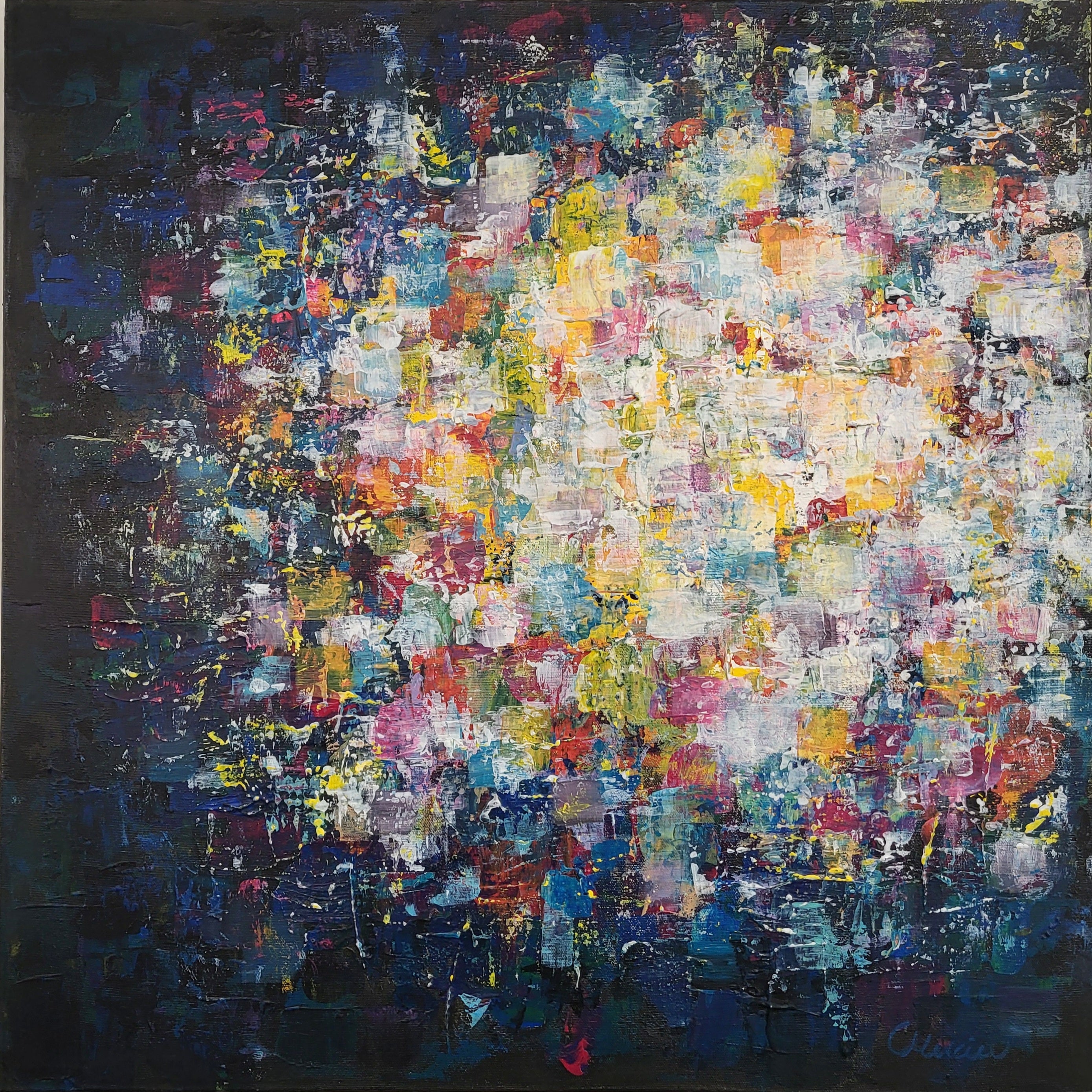 Éveil lumineux - tableau 24 x 24 à l'acrylique