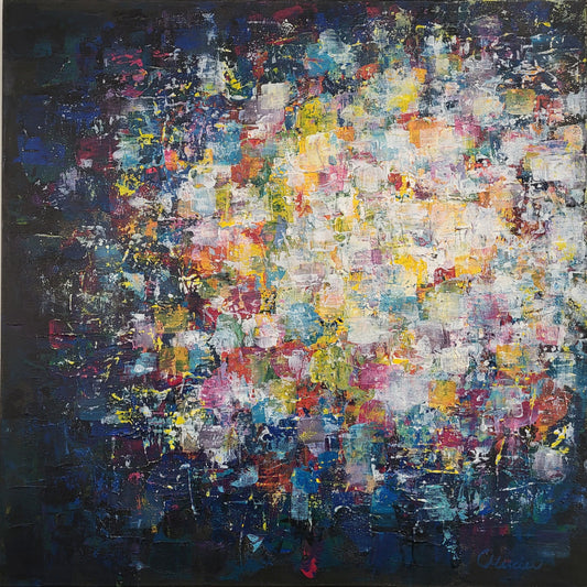 "Éveil lumineux" tableau 24 x 24 à l'acrylique