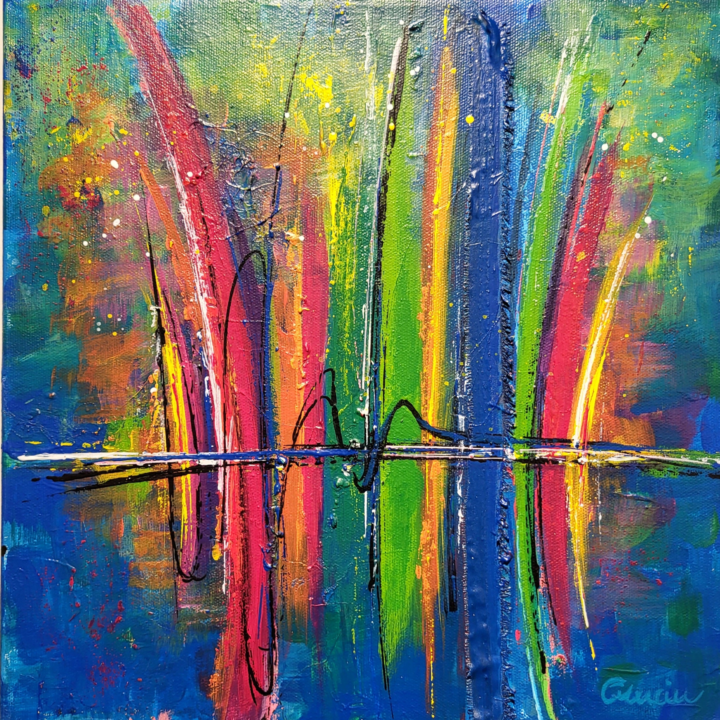Pep - 12 x 12 mixed media painting