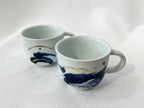 Ensemble théière et tasses bleu et or 23K - Pauline Pelletier