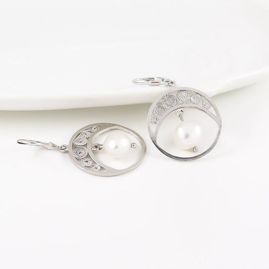Boucles d'oreilles Cristina blanche - Rose Perle