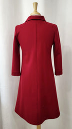 Robe Christine rouge à manches trois-quarts et col rond