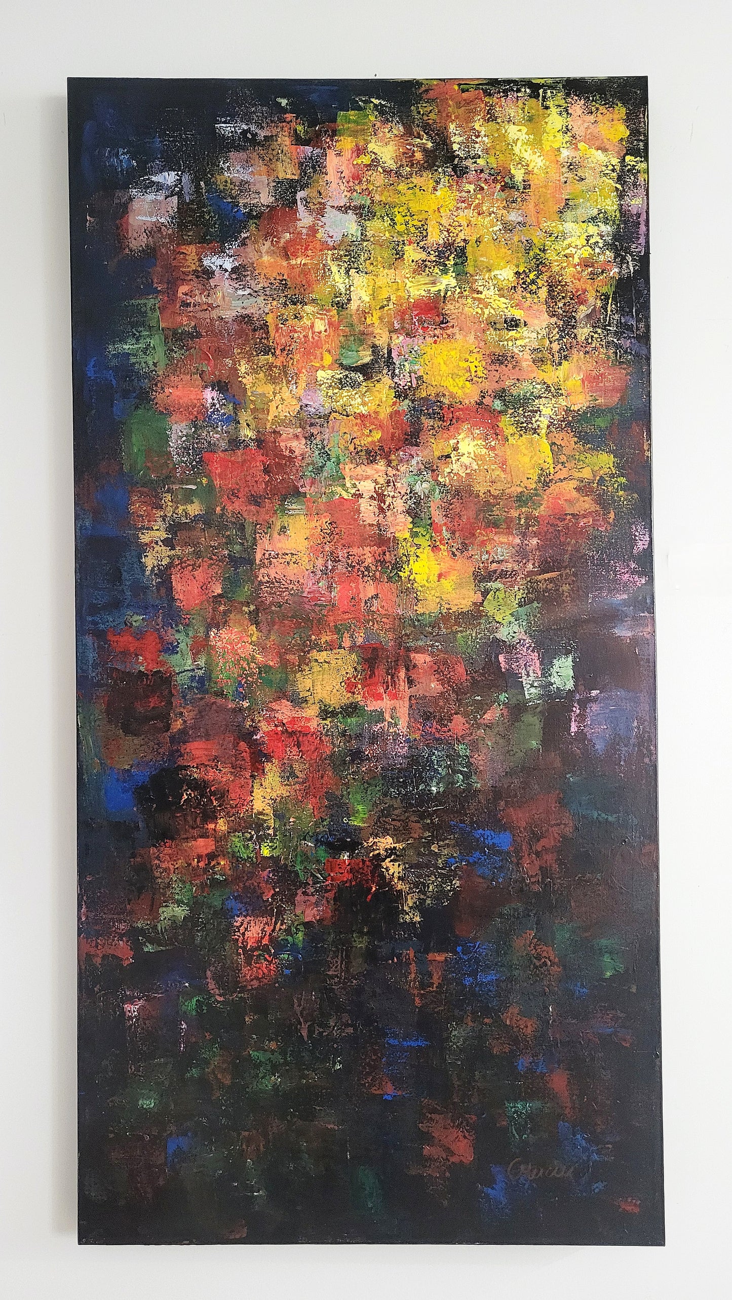 Inexorablement - tableau 48 x 24 à l'acrylique