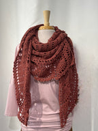 MPA - Châle ananas rose saumon tricoté au crochet