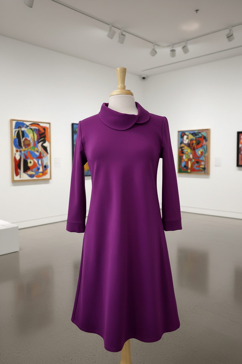 Robe Christine à manches trois-quarts, couleur magenta