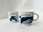Ensemble théière et tasses bleu et or 23K - Pauline Pelletier