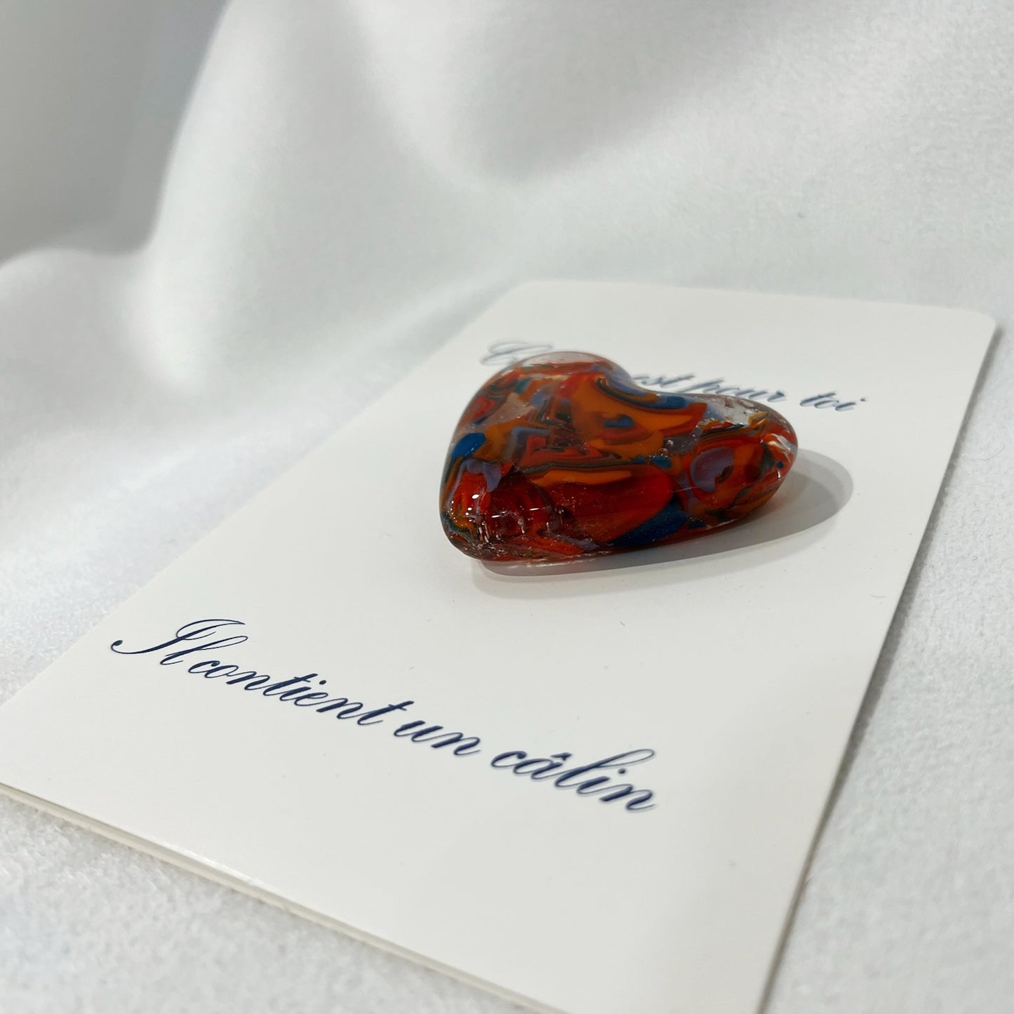 Ensemble tout en couleur - Étui à lunette, porte-clés et cœur en verre