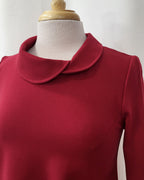 Robe Christine rouge à manches trois-quarts et col rond