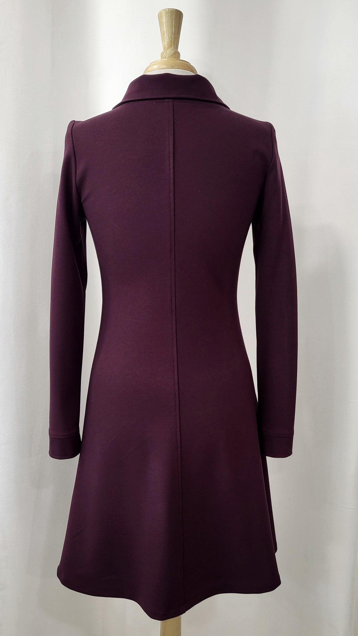 Robe Michelle bordeaux à manches longues avec col