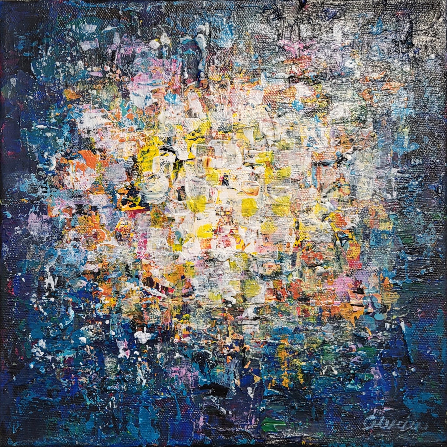 "Rayonnement intérieur" tableau 10 x 10 à l'acrylique