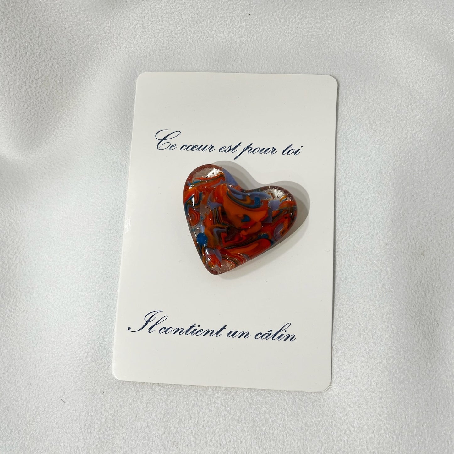 Ensemble tout en couleur - Étui à lunette, porte-clés et cœur en verre