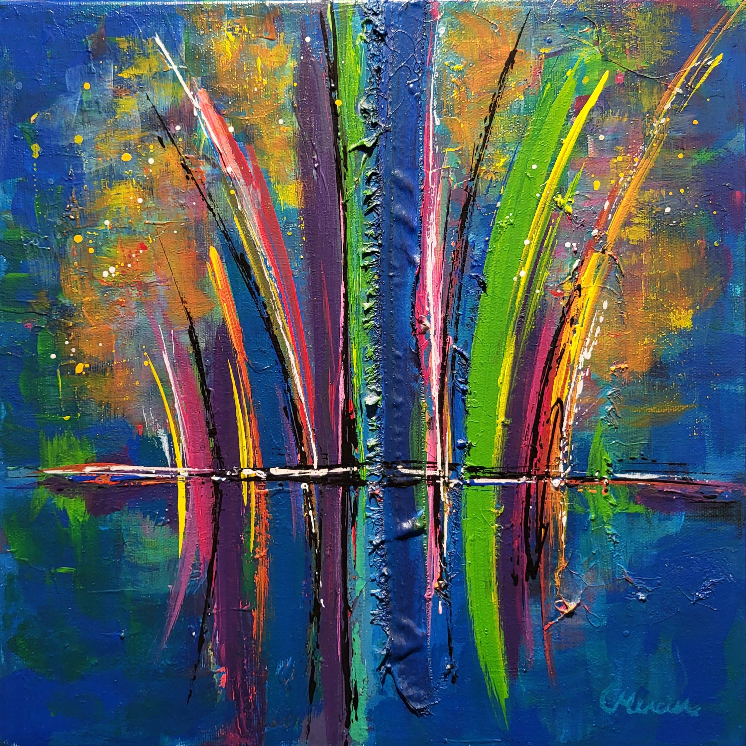 Flash - 12 x 12 mixed media painting