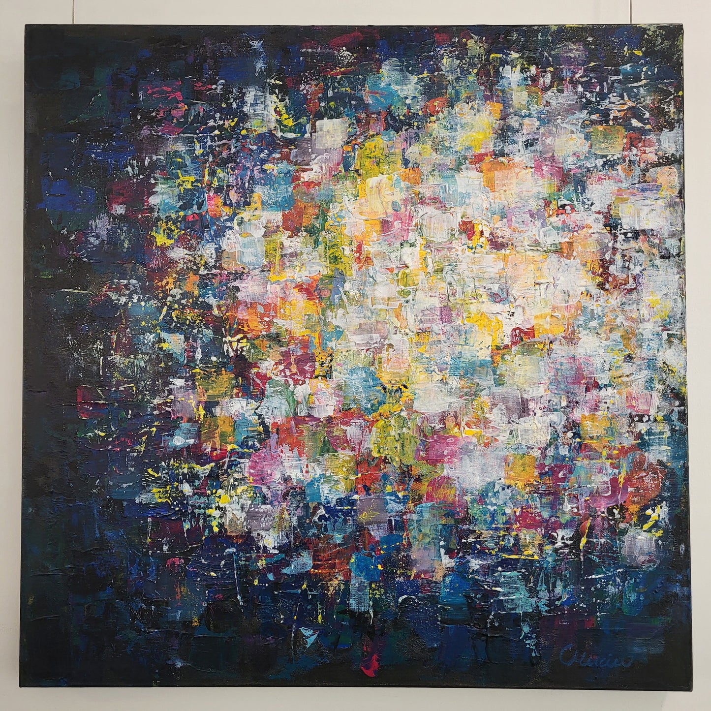 "Éveil lumineux" tableau 24 x 24 à l'acrylique