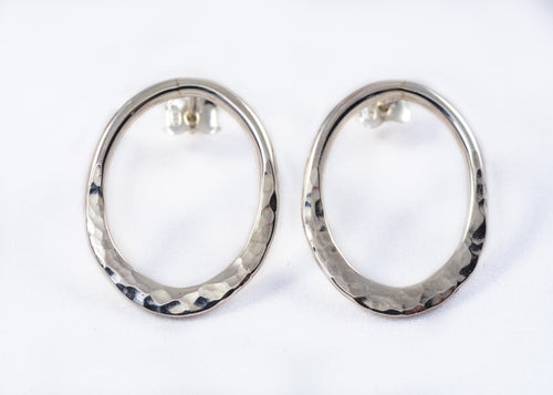 Boucles d'oreilles 0217 ovales en argent - Christine Mercier atelier-boutique