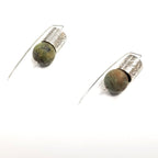 Boucles d'oreilles en argent et jaspe vert et ocre. - Christine Mercier atelier-boutique