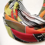Foulard circulaire imprimé "boho" couleurs terre. - Christine Mercier atelier-boutique