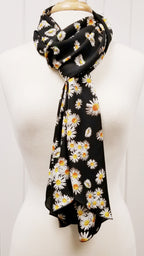 Foulard long imprimé marguerites. - Christine Mercier atelier-boutique