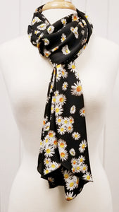 Foulard long imprimé marguerites. - Christine Mercier atelier-boutique