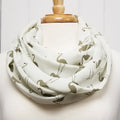 Foulard circulaire écru à motif flamant kaki. - Christine Mercier atelier-boutique