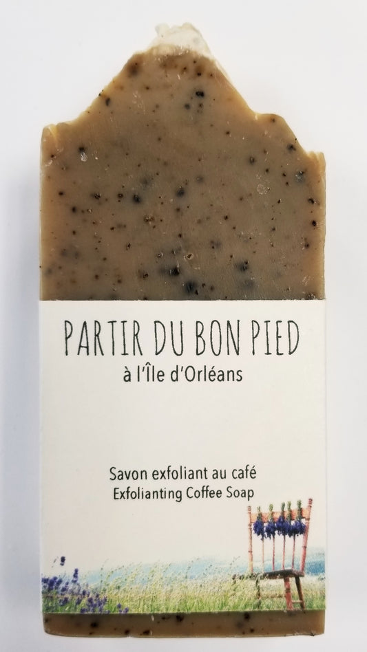 "Get off to a good start" exfoliating coffee soap