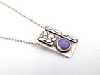 Collier petites feuilles d'argent et pierre naturelle mauve - Christine Mercier atelier-boutique