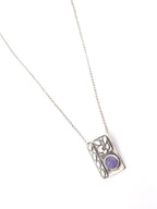 Collier petites feuilles d'argent et pierre naturelle mauve - Christine Mercier atelier-boutique