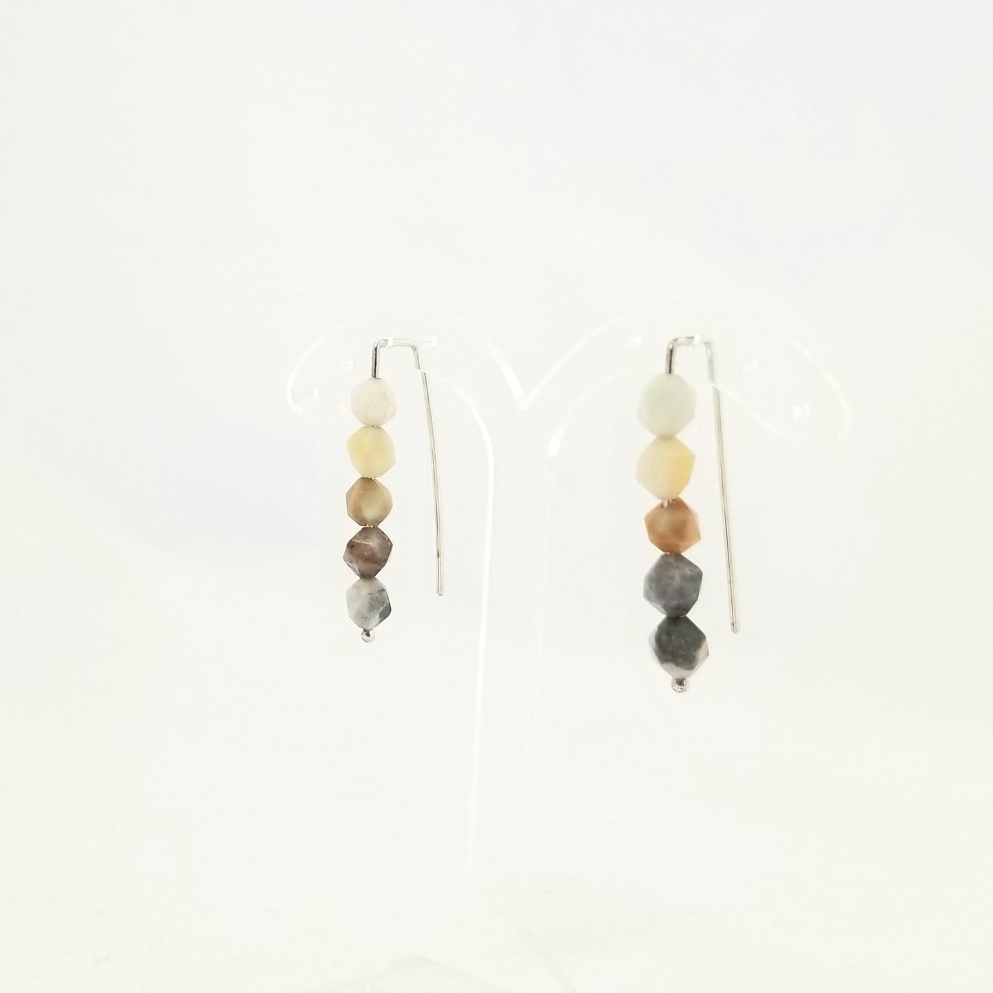 Boucles d'oreilles en argent et amazonites.