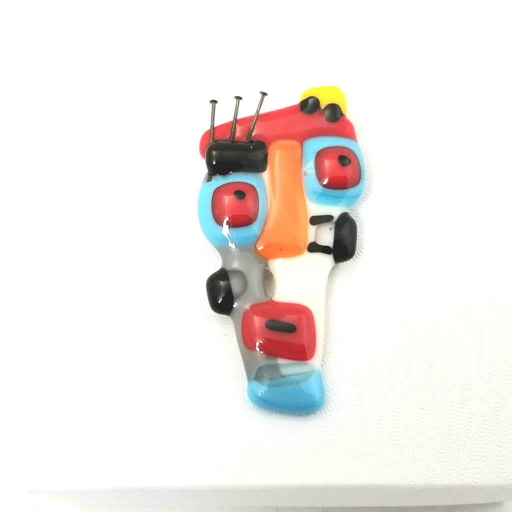 LAP - Broche en verre fusionné d'inspiration cubiste. - Christine Mercier atelier-boutique