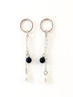 Boucles d'oreilles longues en argent et perles AUT20-03 - Christine Mercier atelier-boutique