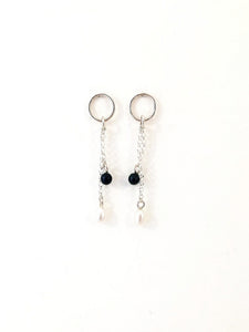 Boucles d'oreilles AUT20-03 longues en argent et perles