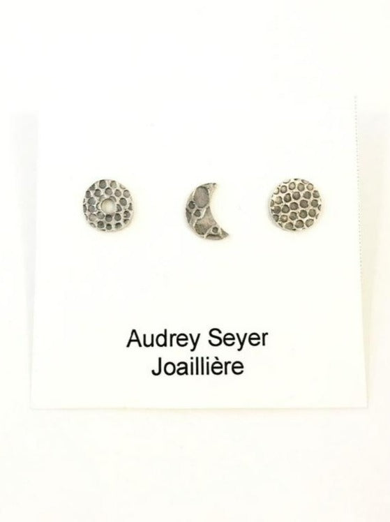 Boucles d'oreilles trio minimaliste en argent. TR04 - Christine Mercier atelier-boutique
