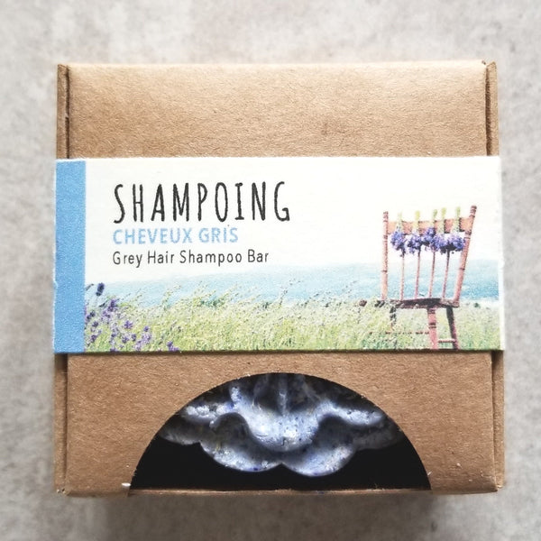 Shampooing solide, cheveux gris