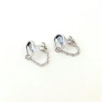 Boucles d'oreilles PE21-02 rondes en argent avec chaînette - Christine Mercier atelier-boutique