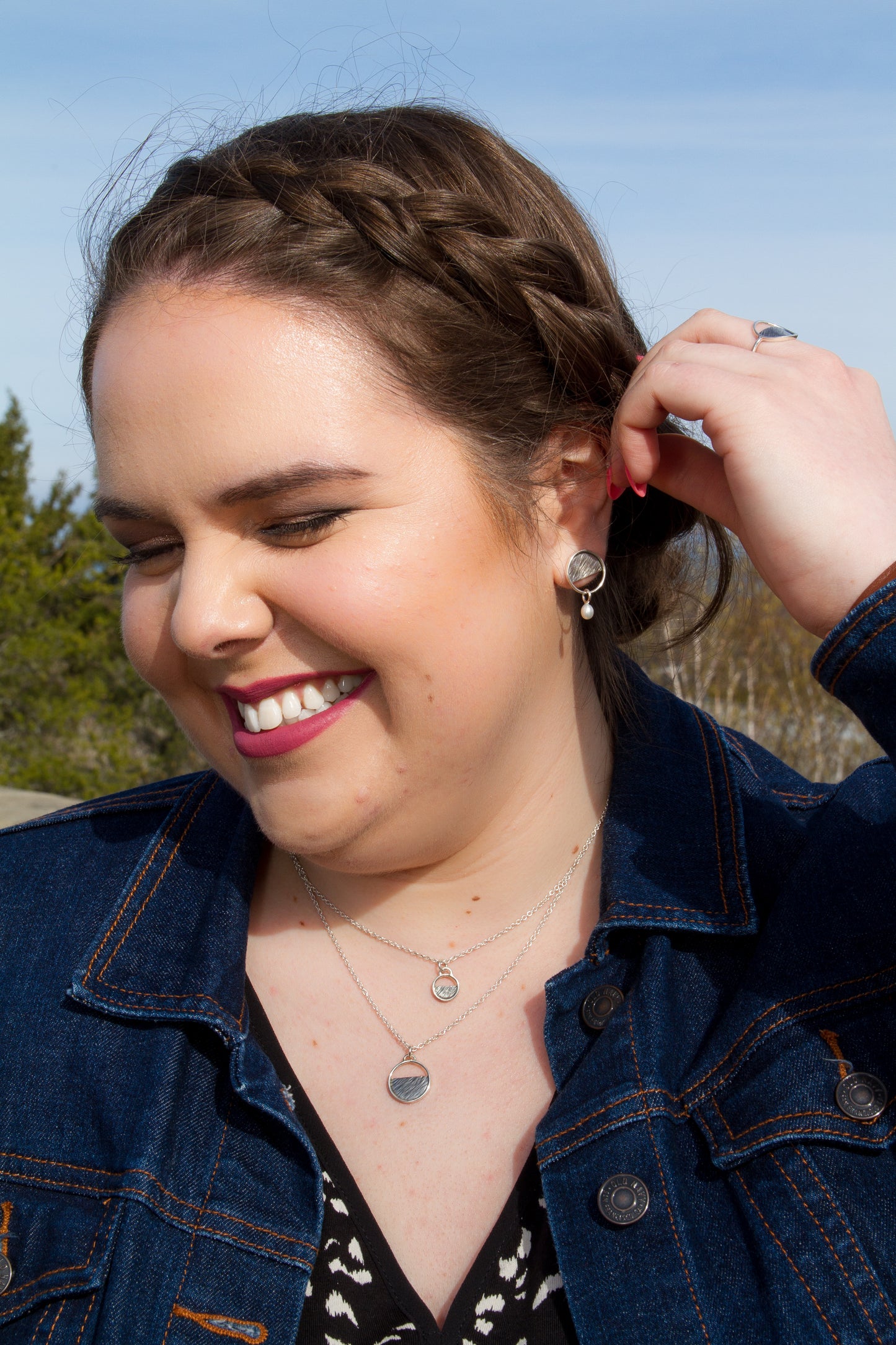 Collier double en argent avec 2 pendentifs ronds