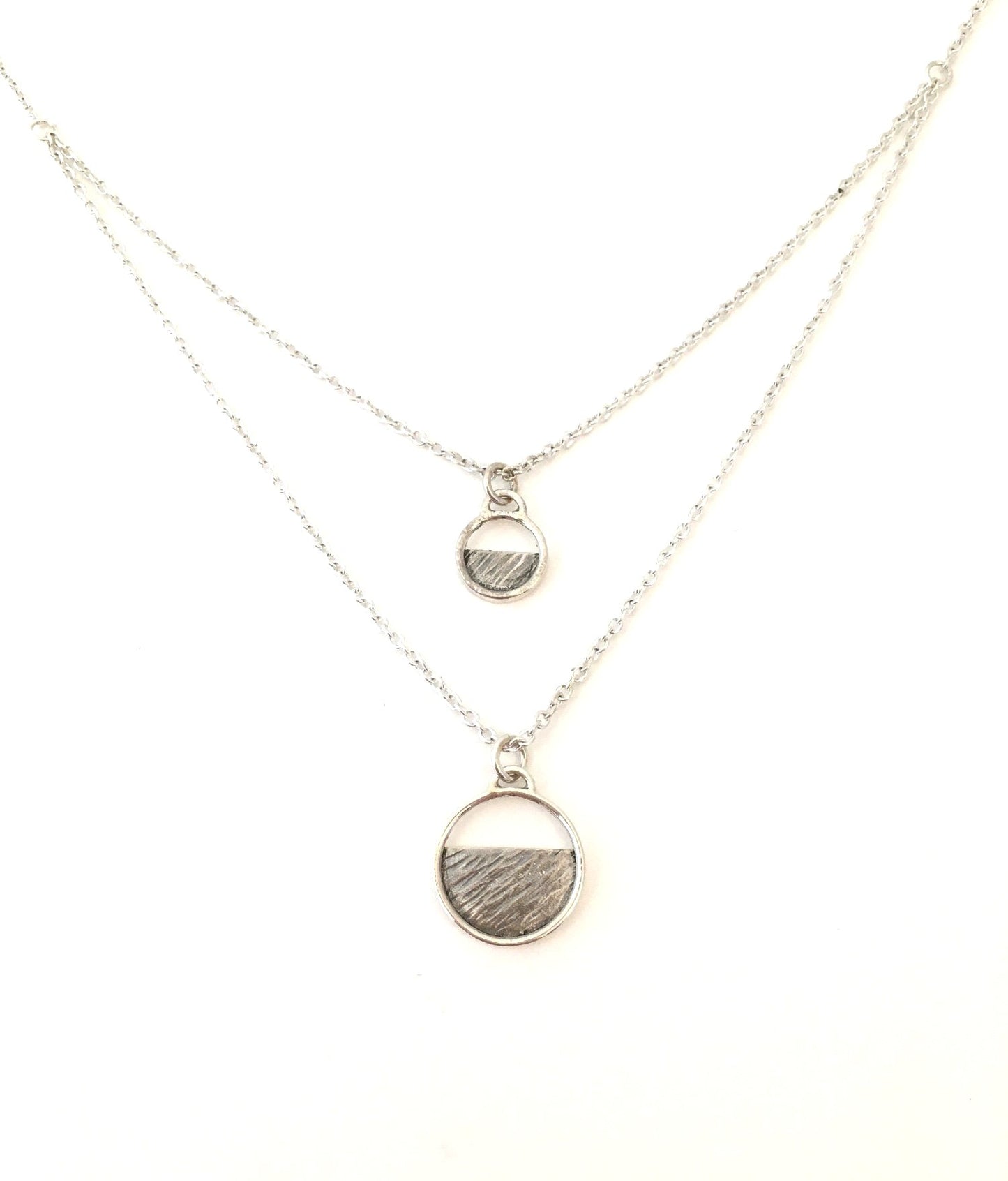 Collier en argent à 2 chaines et 2 pendentifs Audrey Seyer