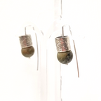 Boucles d'oreilles en argent et jaspe vert et ocre - Christine Mercier atelier-boutique