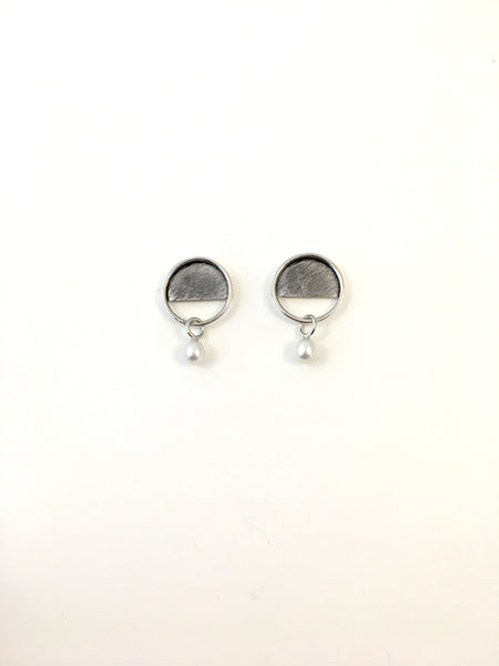 Boucles d'oreilles PE21-06 rondes en argent et perle