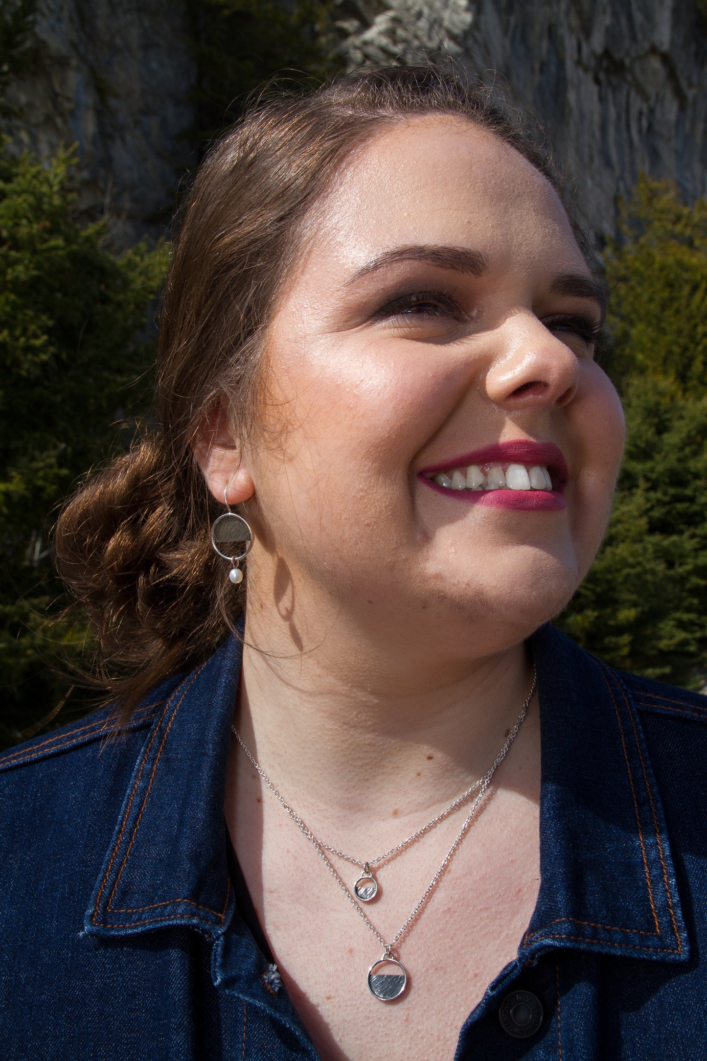 Collier double en argent avec 2 pendentifs ronds