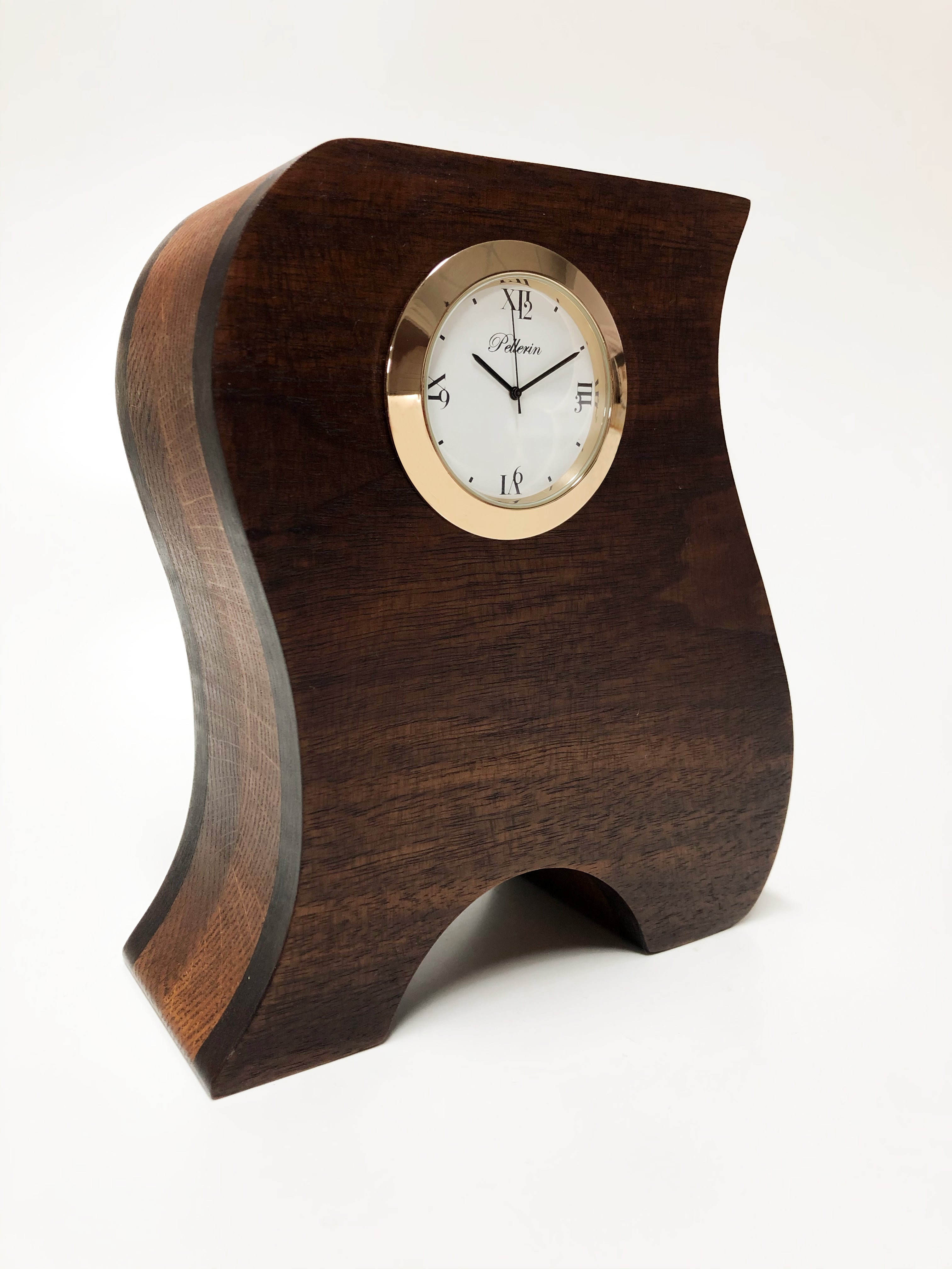 Horloge Pellerin en bois, noyer et chêne - Christine Mercier atelier-boutique
