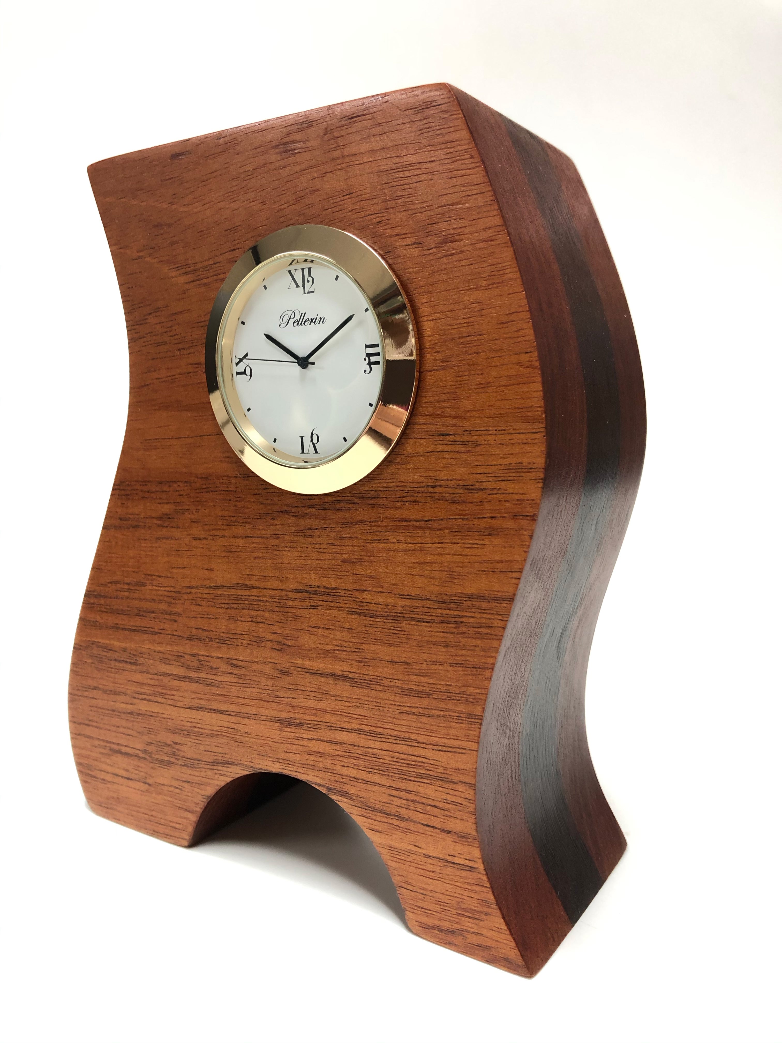 HPEL - Horloge Pellerin en bois, acajou et noyer KP-B155 - Christine Mercier atelier-boutique