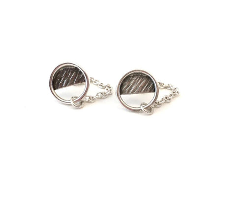 Boucles d'oreilles PE21-02 rondes en argent avec chaînette