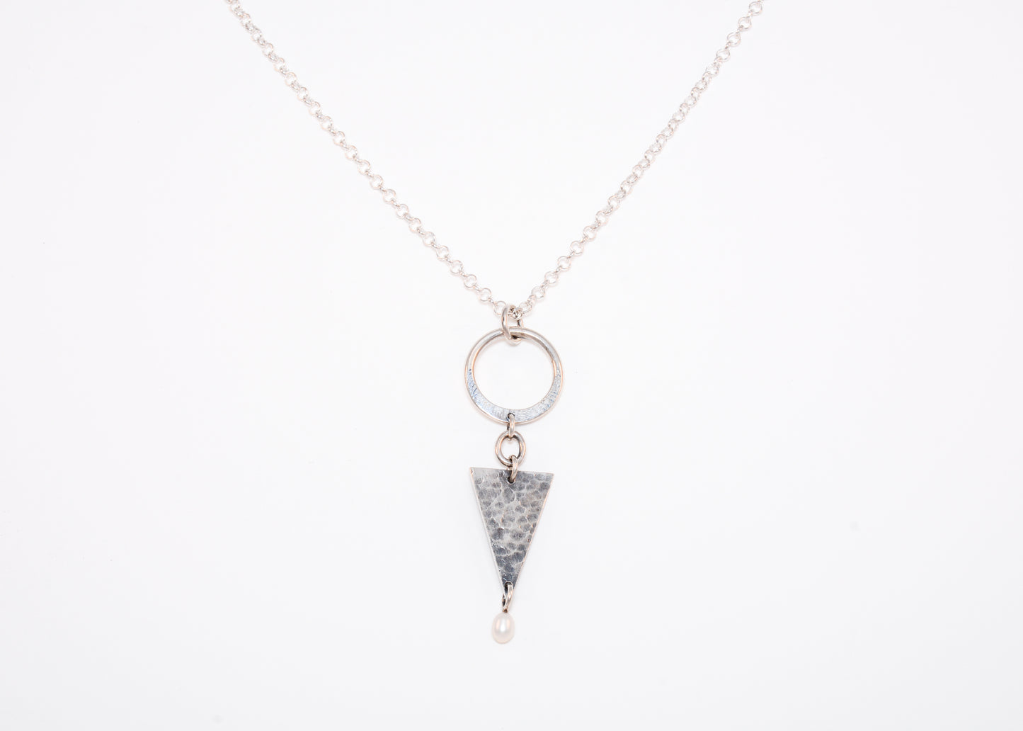 Collier P182 original en argent, cercle, triangle et perle