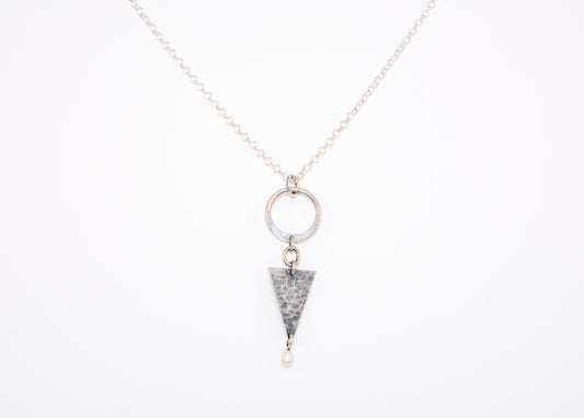 Collier P182 original en argent, cercle, triangle et perle