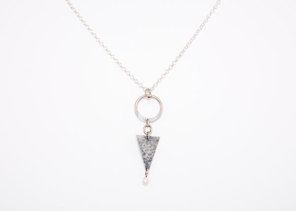 Collier P182 original en argent, cercle, triangle et perle