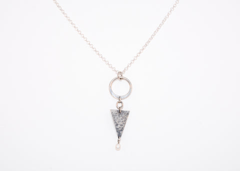 Collier P182 original en argent, cercle, triangle et perle