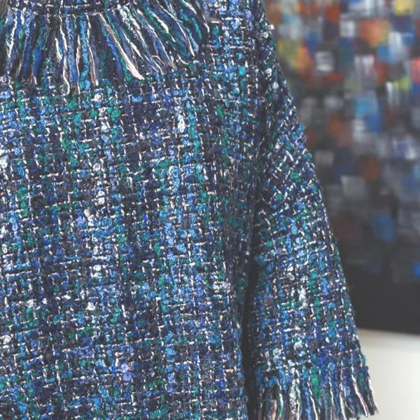 Pèlerine à franges en lainage Chanel - Christine Mercier atelier-boutique